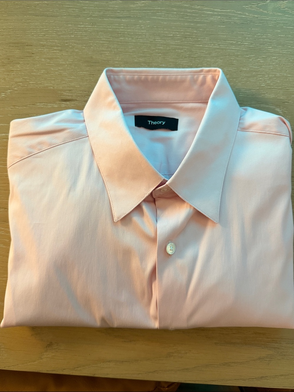 Theory Men's Short Sleeve Light Pink Button Up Shirt Meduim